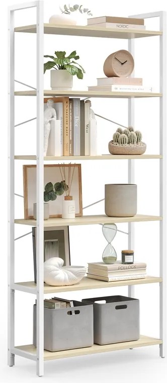 Estante livros 30 x 64 x 185,5 cm bege natural-branco