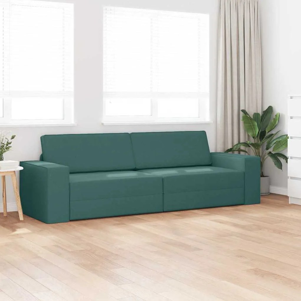 Sofá Cama de Chão 2 em 1 Verde Escuro 245x150x60.5 cm