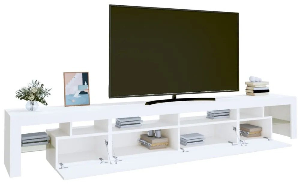 Móvel de TV com luzes LED 260x36,5x40 cm branco