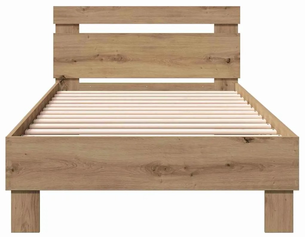 Cama Artisan em Carvalho 90x200 cm, feita de madeira engenheirada.
