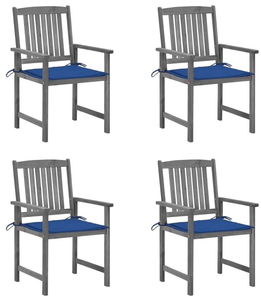 vidaXL Cadeiras de jardim com almofadões 4 pcs acácia maciça cinza