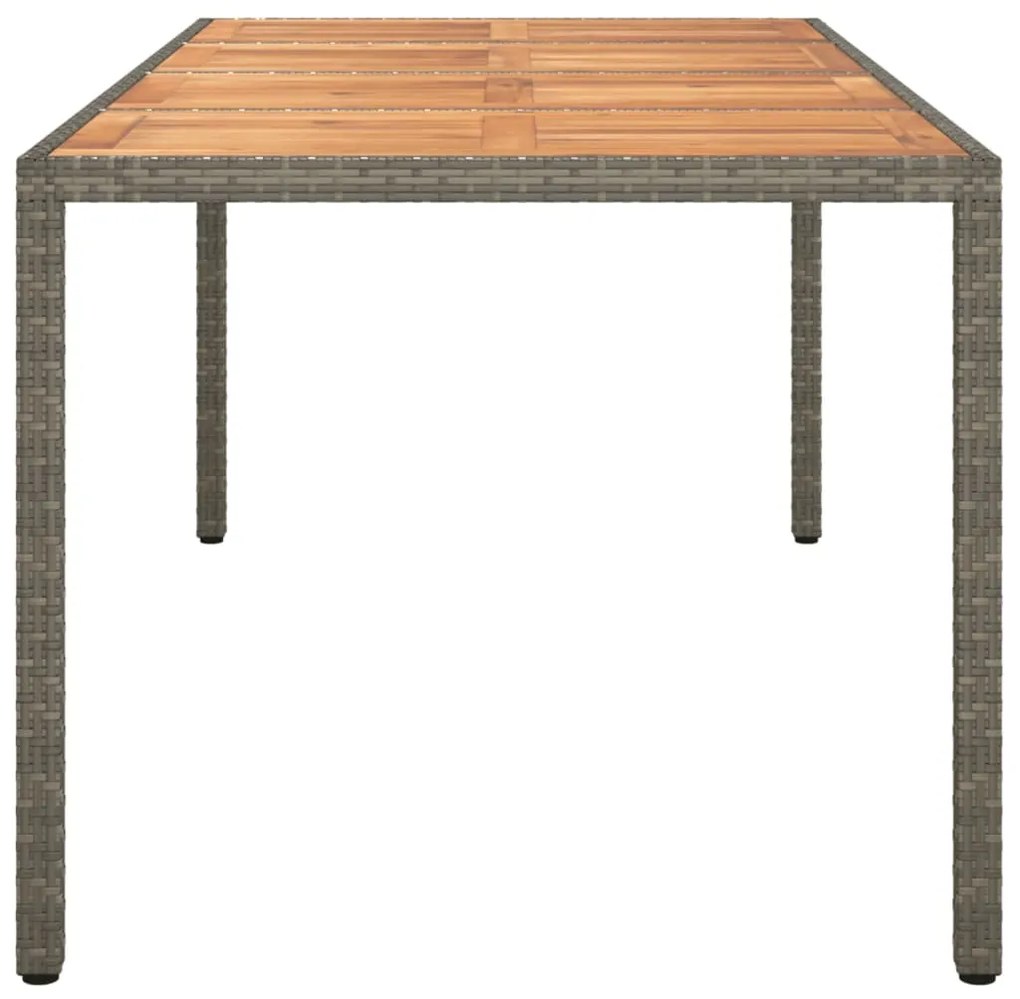 Mesa de jardim 190x90x75 cm vime PE e acácia maciça cinzento