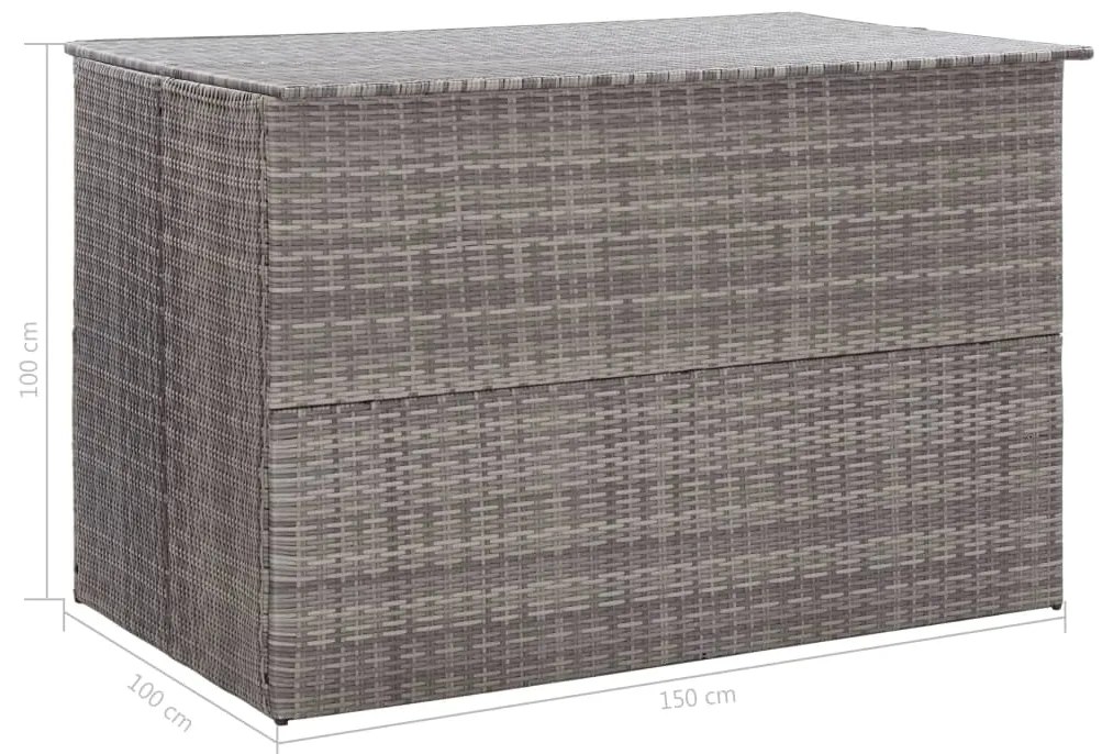 Caixa de arrumação para jardim 150x100x100 cm vime PE cinzento