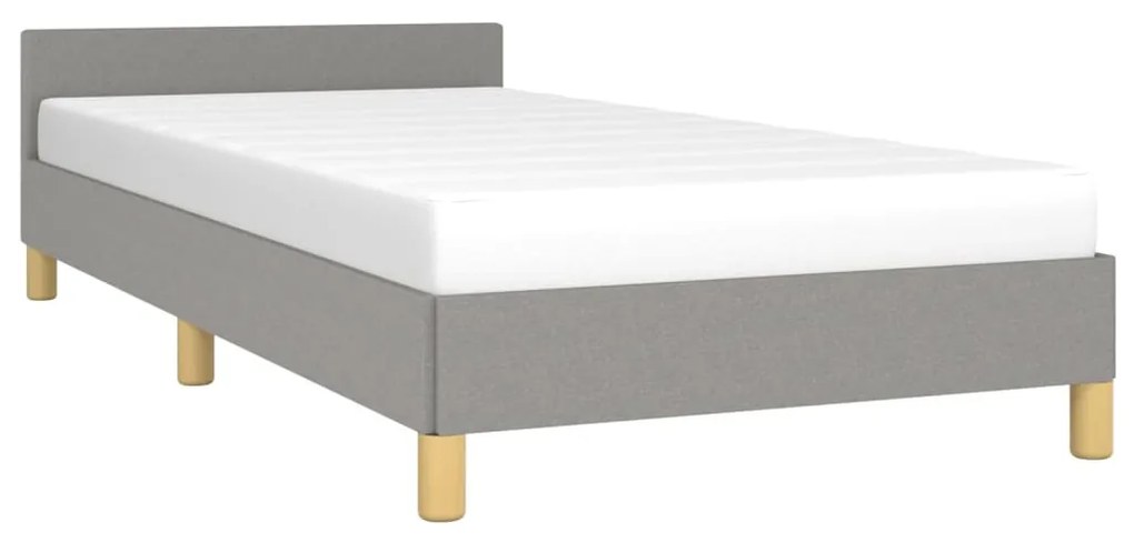 Estrutura de cama c/ cabeceira 100x200 cm tecido cinza-claro