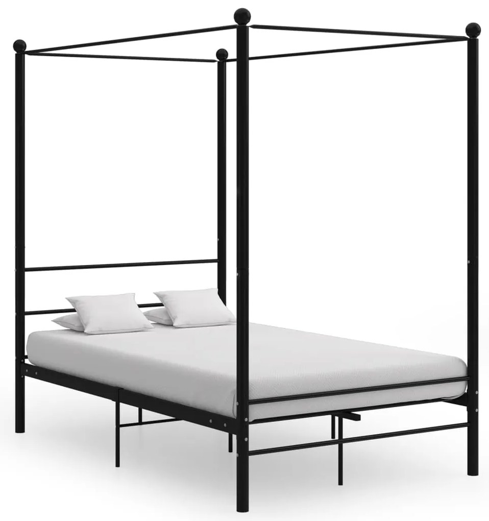 Estrutura de cama com dossel 140x200 cm metal preto