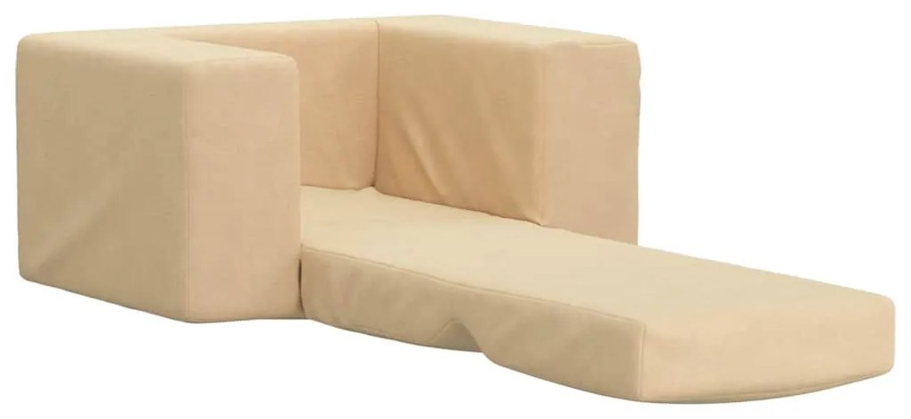 Sofá-cama infantil pelúcia macia cor creme