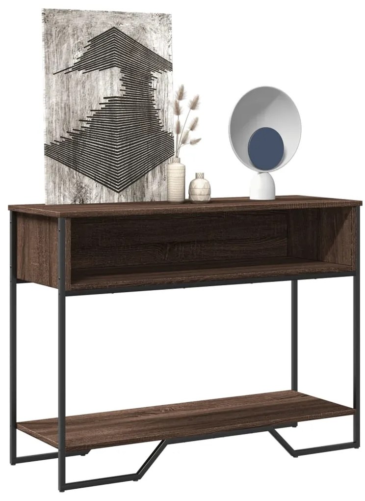 Mesa consola 100x35x74,5 cm derivados madeira carvalho castanho
