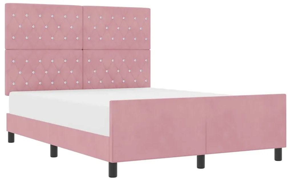 Cama vidaXL Rosa 160x200 cm Veludo