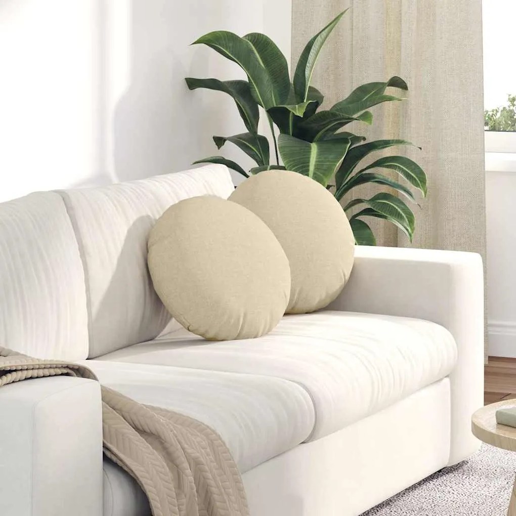 vidaXL Almofadas de Assento 2 pcs Creme Ø40 x 13 cm tecido