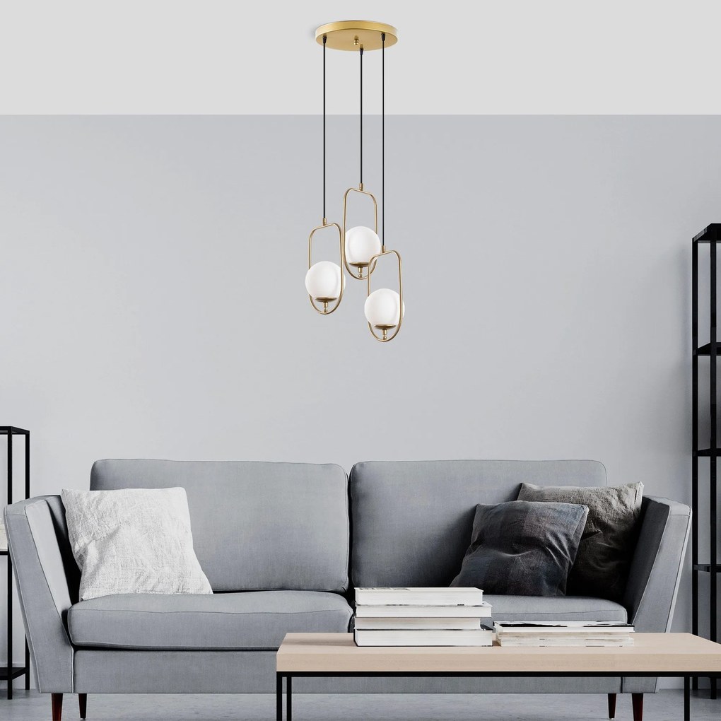 Candeeiro Suspenso Skew – Dourado – 55 cm