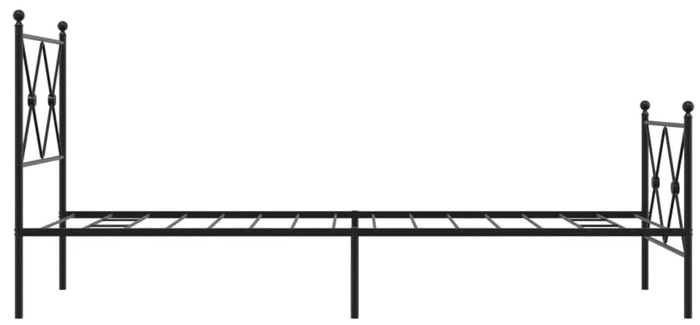 Estrutura de cama com cabeceira e pés 75x190 cm metal preto