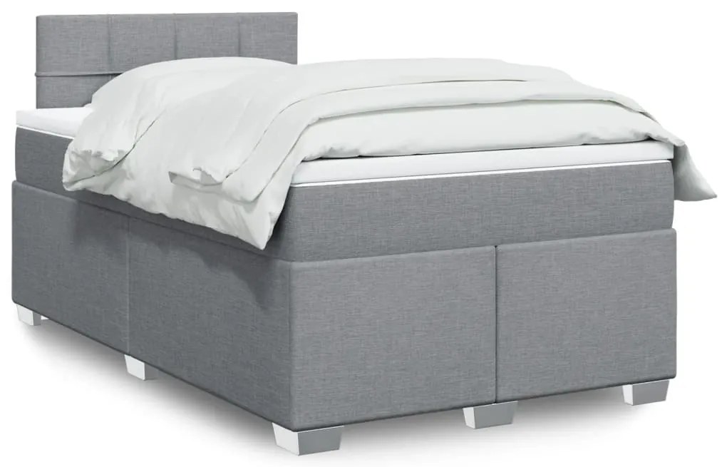 Cama com molas/colchão 120x200 cm tecido cinza-claro