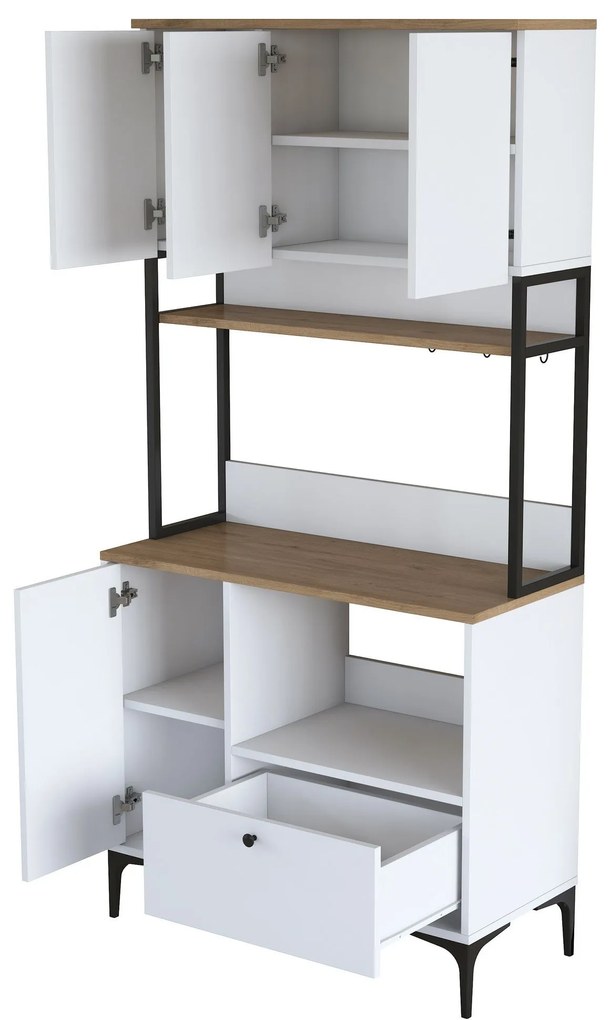 Armário Multiuso JE159 – Branco Nogal – 90x184,2x38 cm