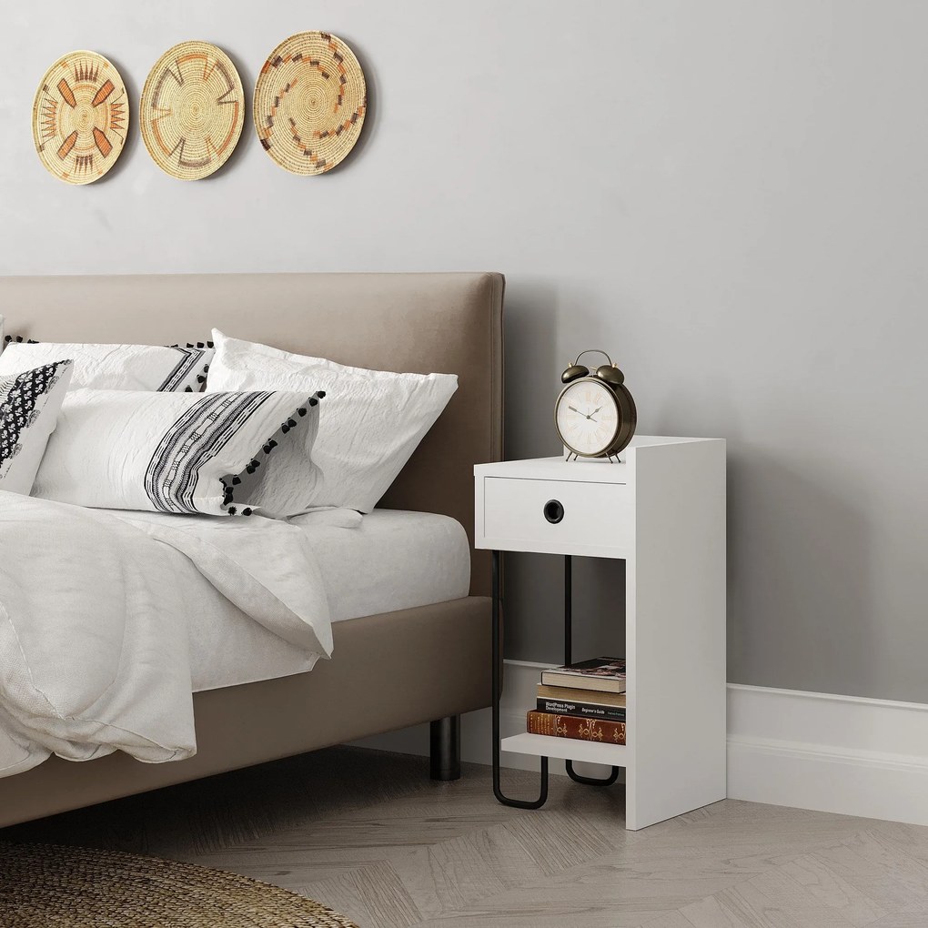 Mesinha de Cabeceira Sirius Right – Branco – 32x61x30 cm