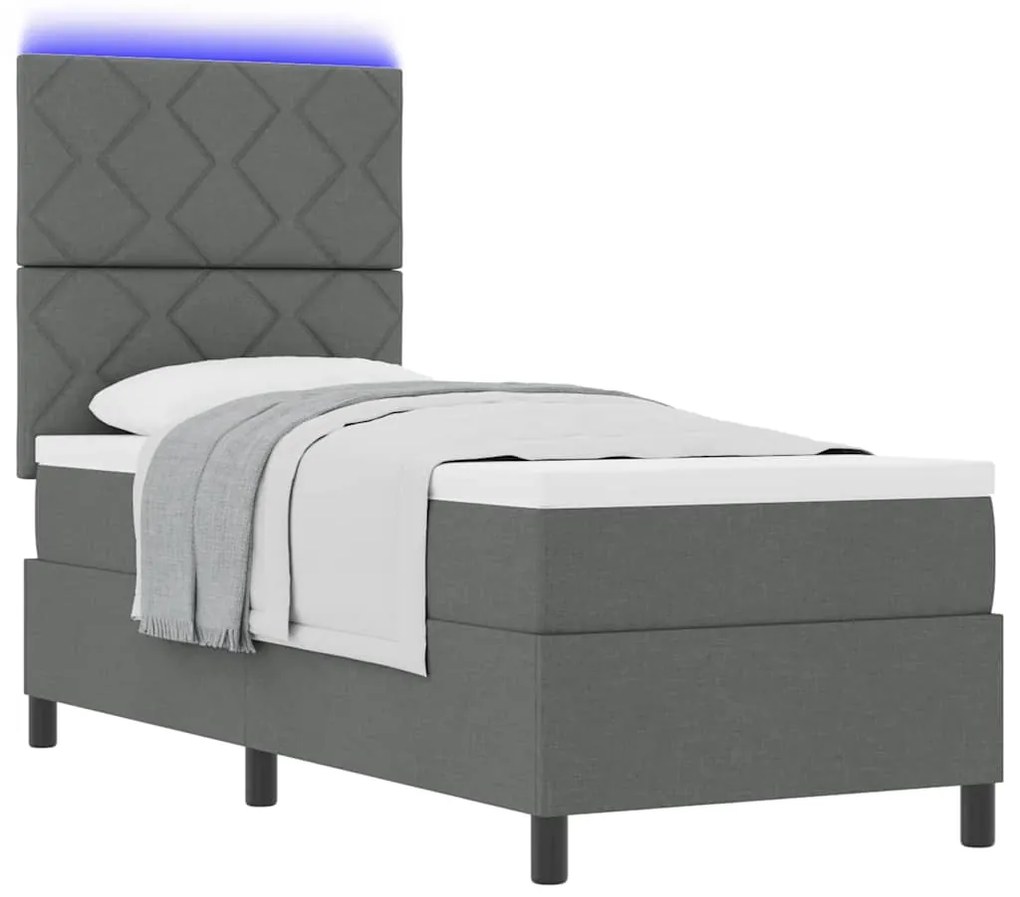 Cama com Estrado e Colchão com Luz LED, Cinza Escuro, 80x200 cm