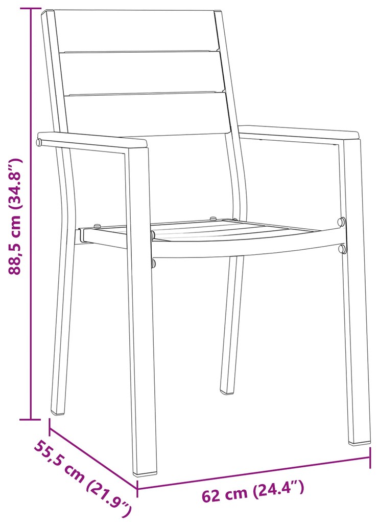 Conjunto de Jantar de 5 Peças Preto HDPE