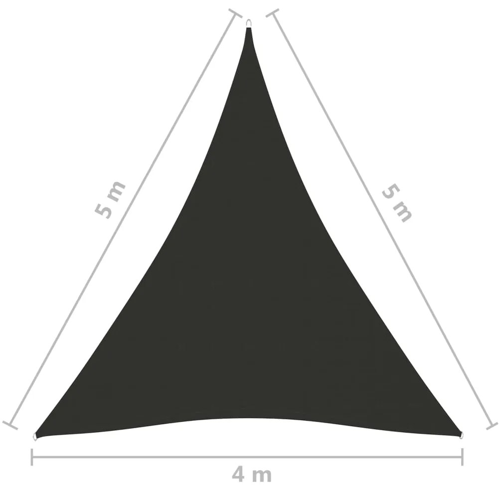 Para-sol estilo vela tecido oxford triangular 4x5x5 m antracite