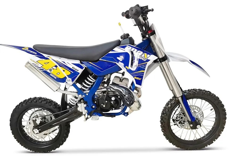 MINI MOTO Crianças MINICROSS gasolina 50cc 9cv Roan 50K 14/12" arranque a pedal Azul