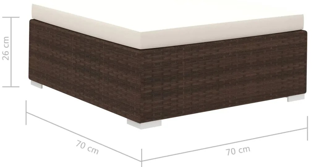 12 pcs conjunto lounge jardim c/ almofadões vime PE castanho
