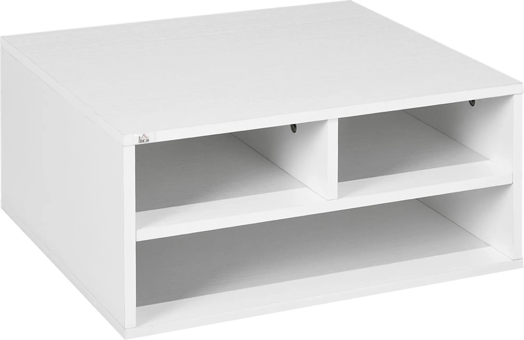 Organizador de secretária com 3 compartimentos para material de escritório e suporte para impressora, 47 x 40 x 22,5 cm branco