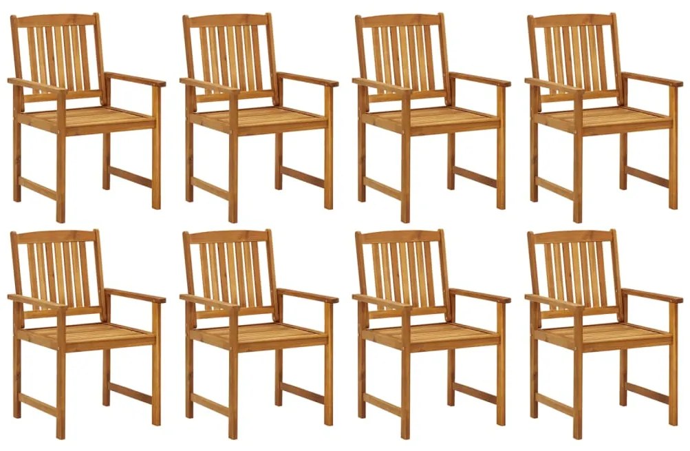 Cadeiras de jardim com almofadões 8 pcs acácia maciça