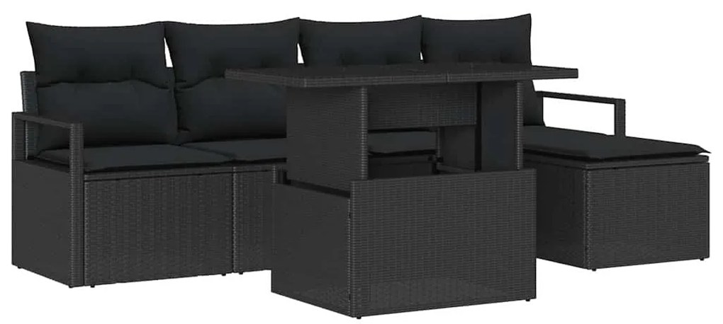 Conjunto de Sofá de Jardim vidaXL 6 Peças com Almofadas em Rattan Pret