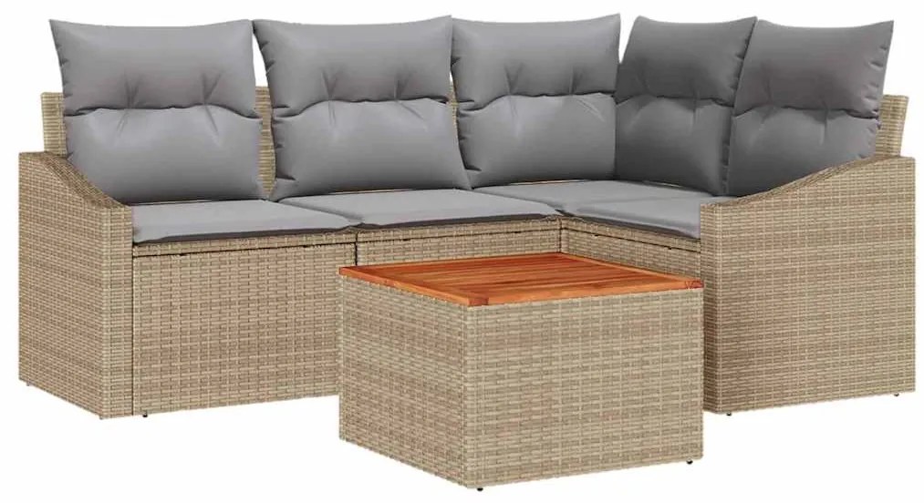 Conjunto de Sofá de Jardim 5 pcs Bege, cinza claro