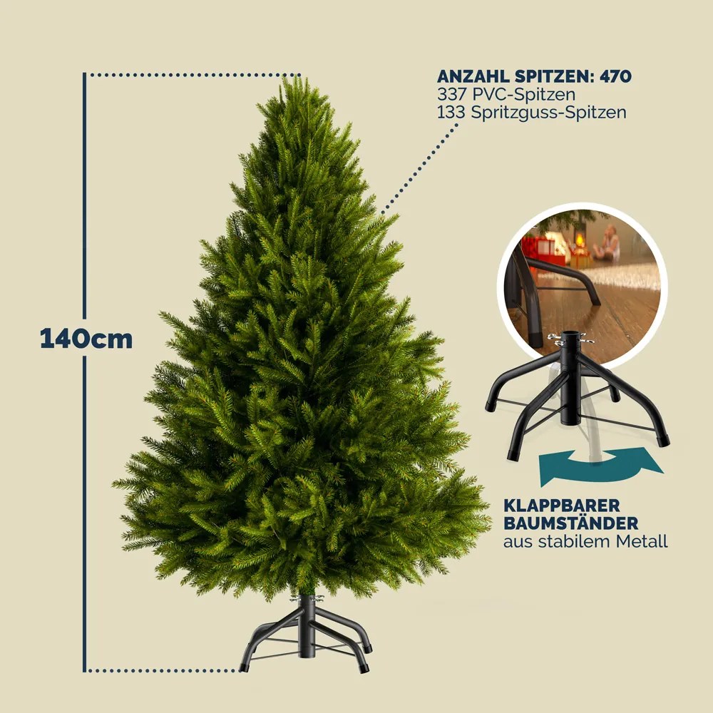 Árvore de Natal artificial 140 cm com suporte (LUZES NÃO INCLUÍDAS) Verde