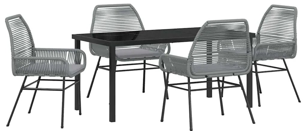 Conjunto de Jantar de Jardim 5 Peças com Almofadas Cinza