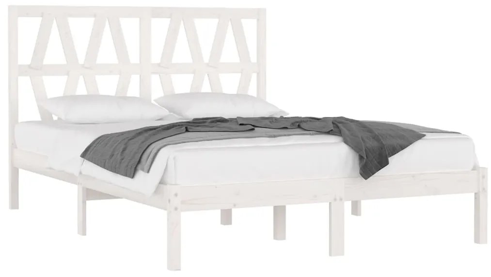 Estrutura de cama 120x200 cm pinho maciço branco