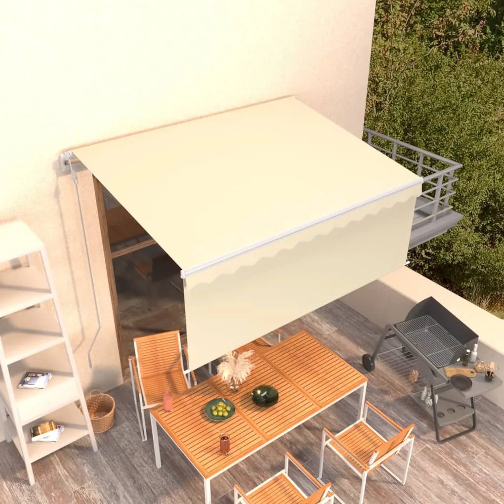 vidaXL Toldo retrátil automático com estore 3x2,5 m cor creme
