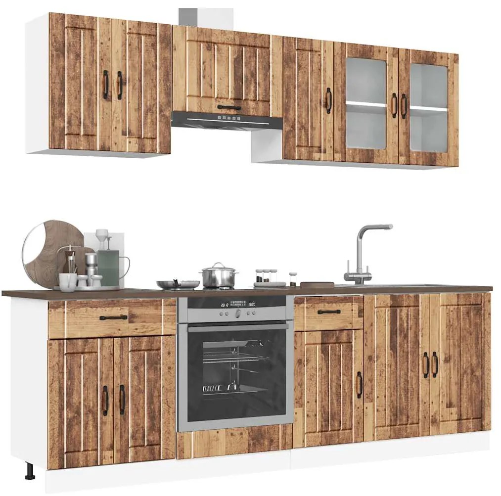 vidaXL 8 peças armário de cozinha conjunto Kalmar madeira velha