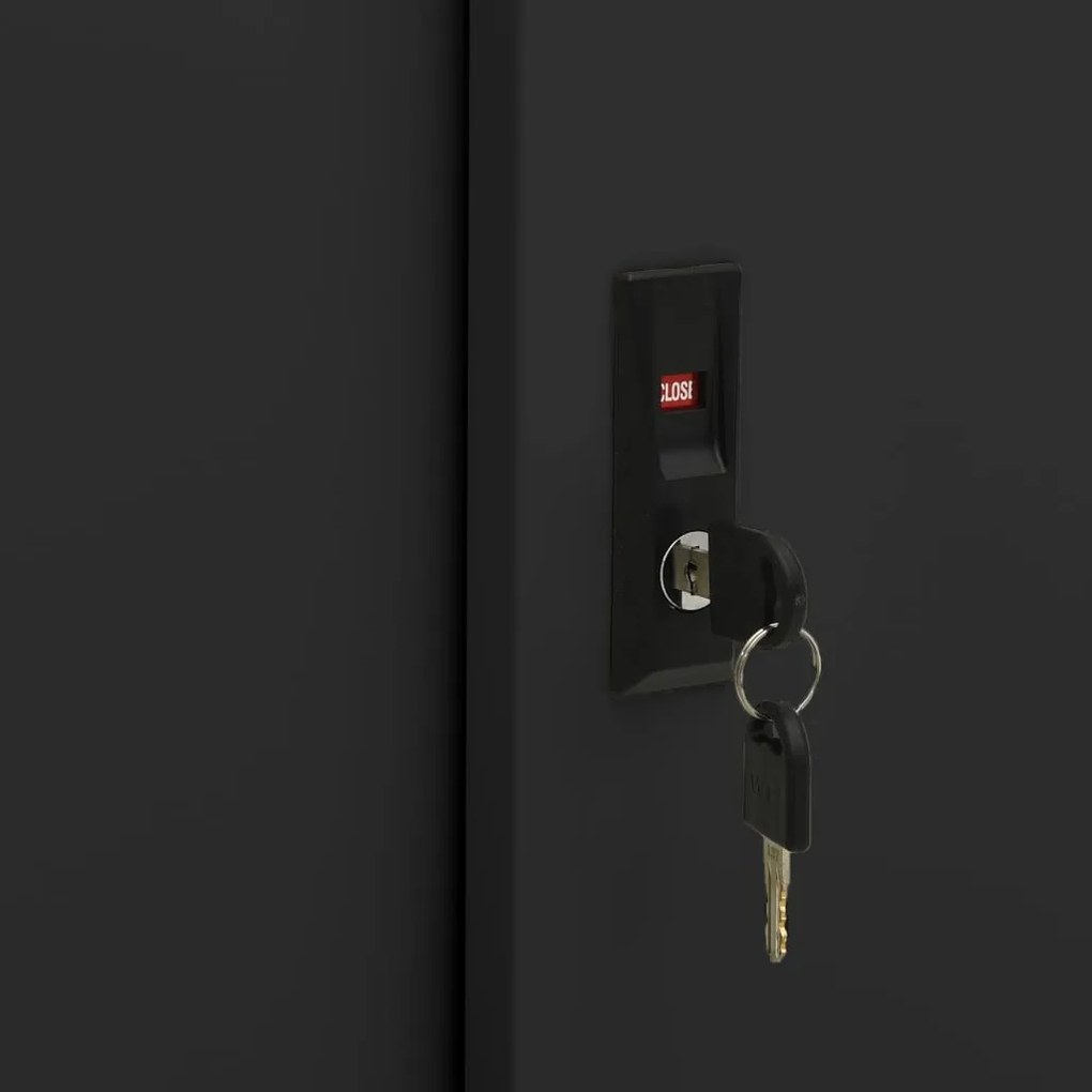 Armário de escritório c/ porta deslizante 90x40x90 cm aço preto