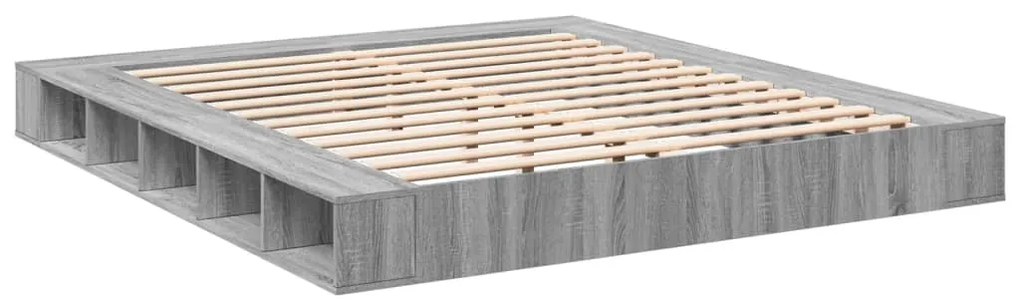 Estrutura de cama 200x200 cm derivados madeira cinzento sonoma