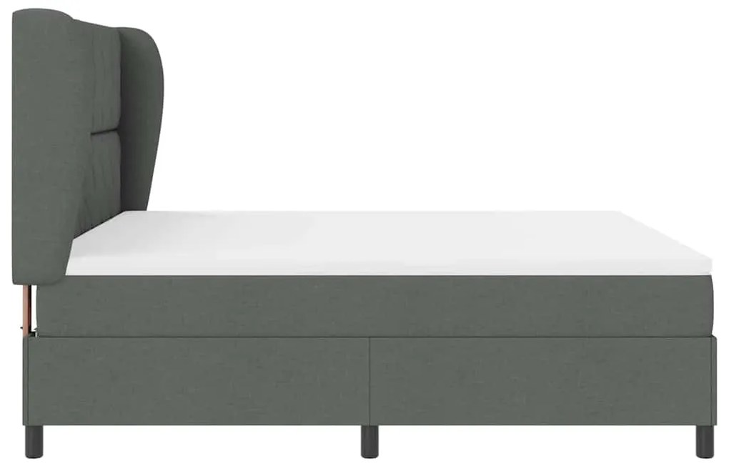 Cama Box com Colchão em Cinza Escuro, 180x200 cm em Tecido