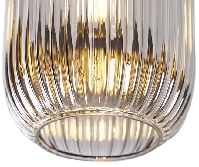 Candeeiro de teto Art Deco preto com vidro fumê - Banci Art Deco