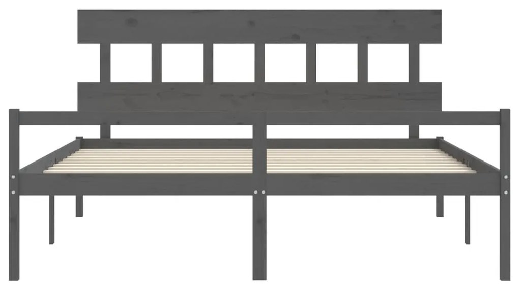 Estrutura de cama com cabeceira 200x200 cm madeira maciça cinza