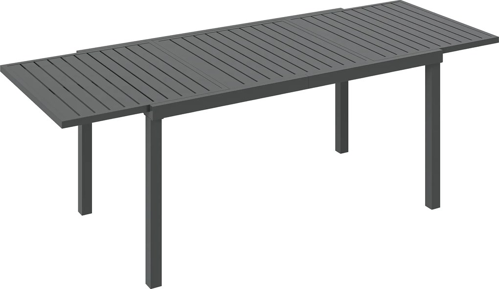 Outsunny Mesa de Jardim Extensível 150/225x85x75 cm Mesa de Jantar de Alumínio com Tampo de Ripas para 6-8 Pessoas Cinzento | Aosom Portugal