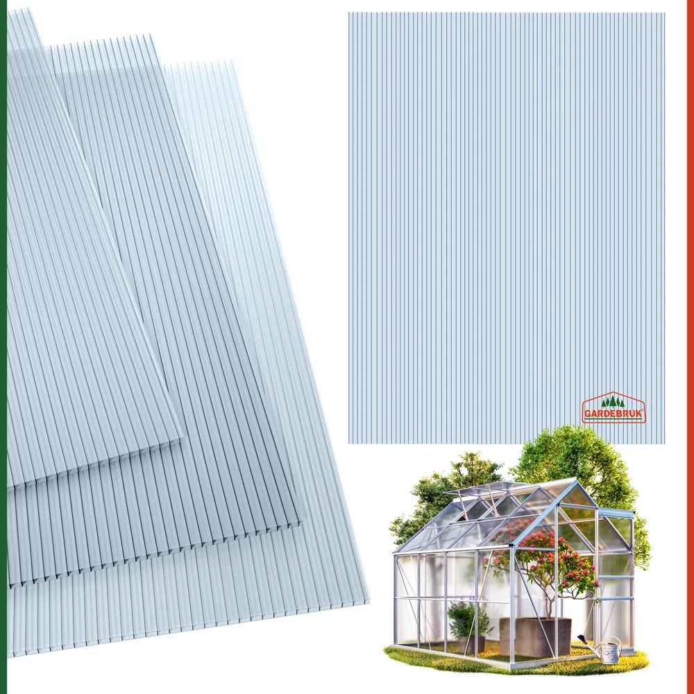 Conjunto de 14 placas alveolares transparentes de 4 mm, 10,25 m² Estufas