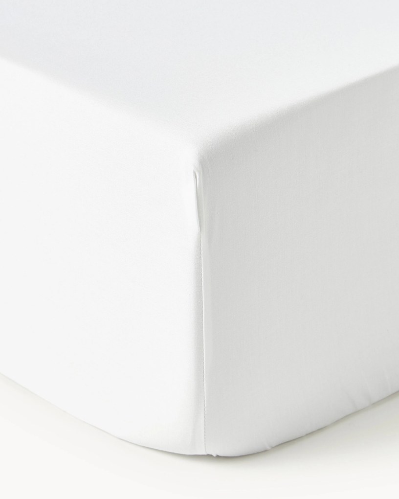 Lençol com elástico em cetim de algodão para cama de casal Premium