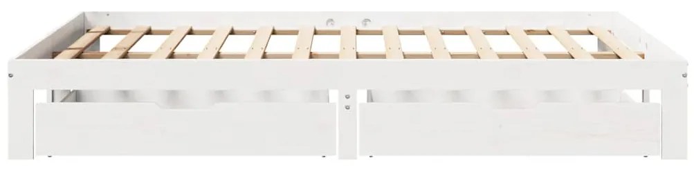 Estrutura de cama c/ gavetas 140x200 cm pinho maciço branco