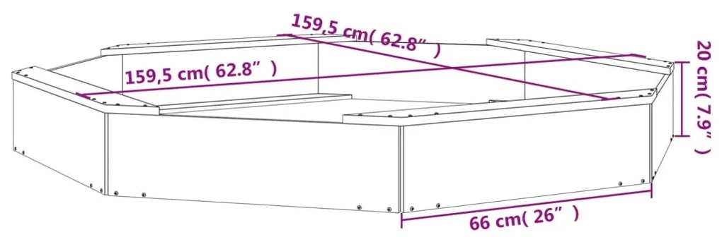 Caixa de areia octogonal com assentos madeira de douglas maciça