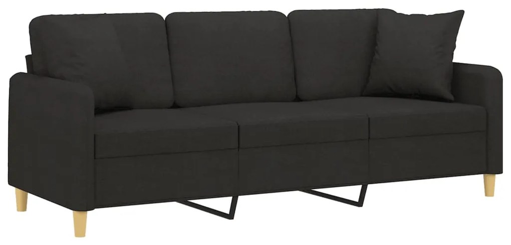 Sofá 3 lugares + almofadas decorativas 180 cm tecido preto