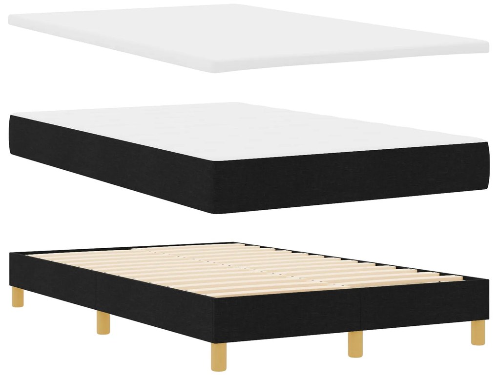 Cama Box com Colchão Preta 120x200 cm Tecido