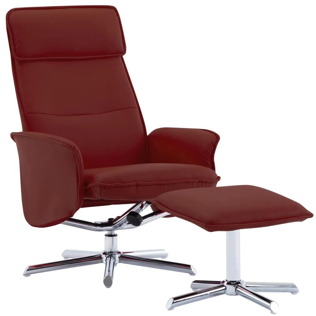 289840 vidaXL Cadeira reclinável c/ apoio pés couro artificial vermelho tinto