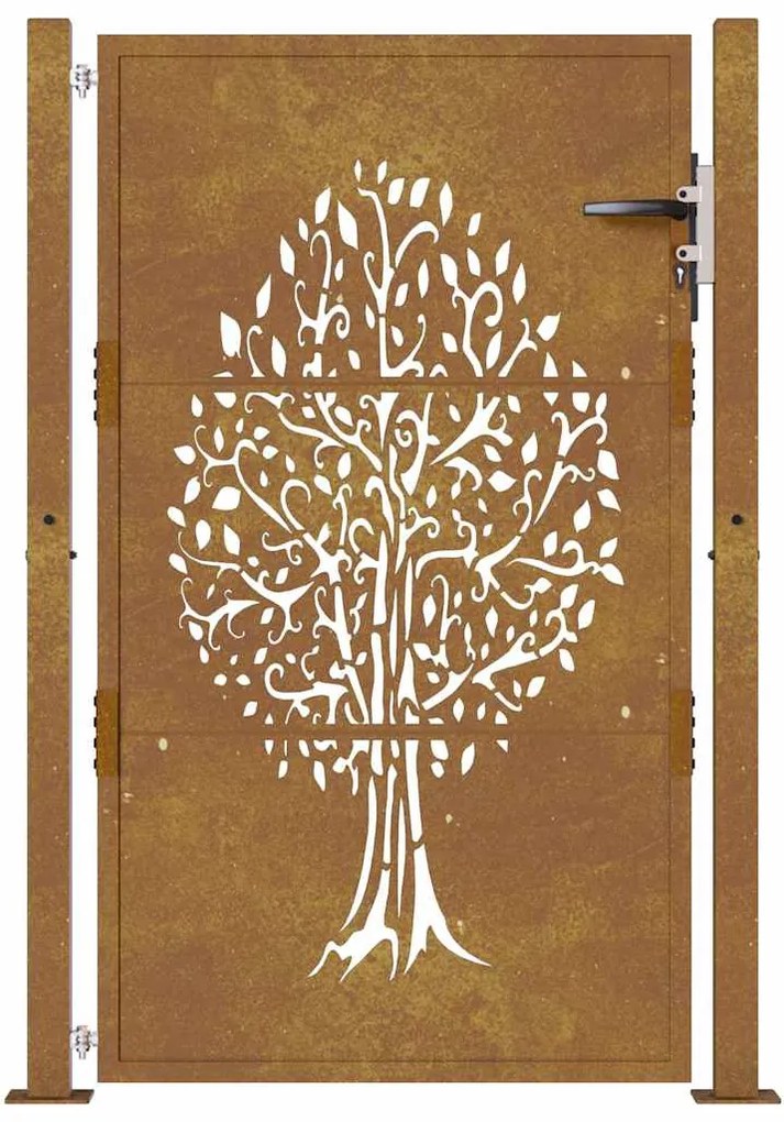 Portão de jardim 105x155 cm aço corten design árvore