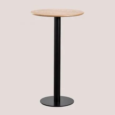 Mesa Alta De Bar Redonda Em Chapa De Freixo Frappe Ø60 Cm & Preto - Sklum