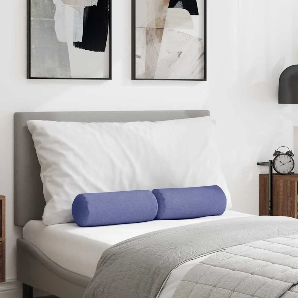 vidaXL Almofadas de Apoio 2 pcs Azul Jeans Ø 15 x 40 cm tecido