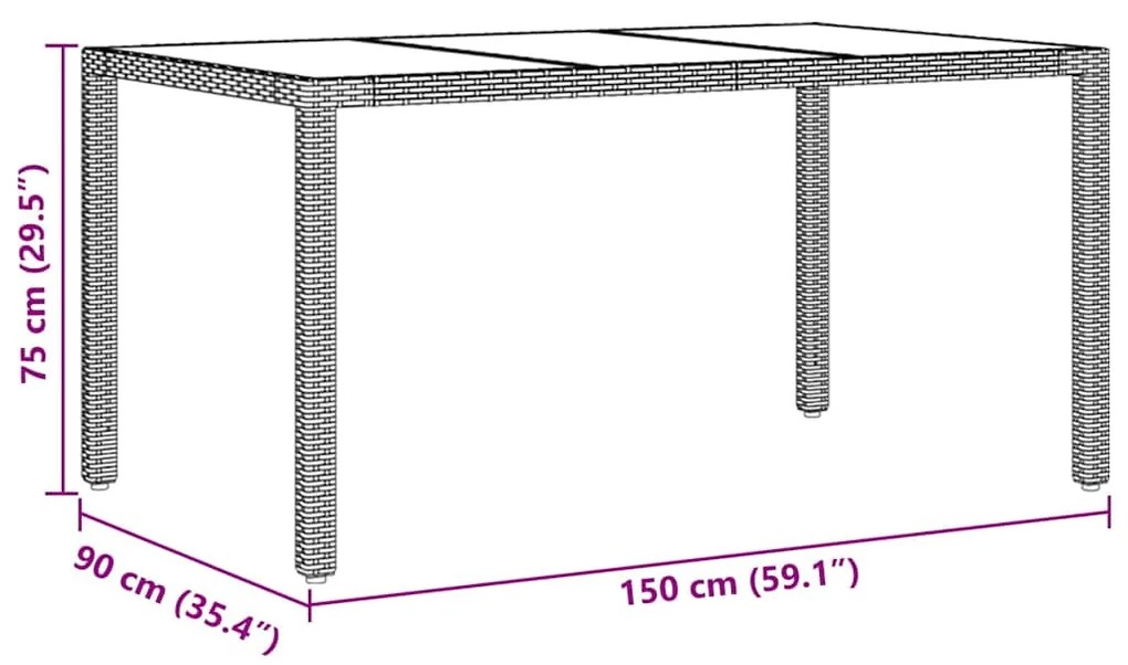 Conjunto de Jantar para Jardim 5 pcs Bege 150 x 90 x 75 cm