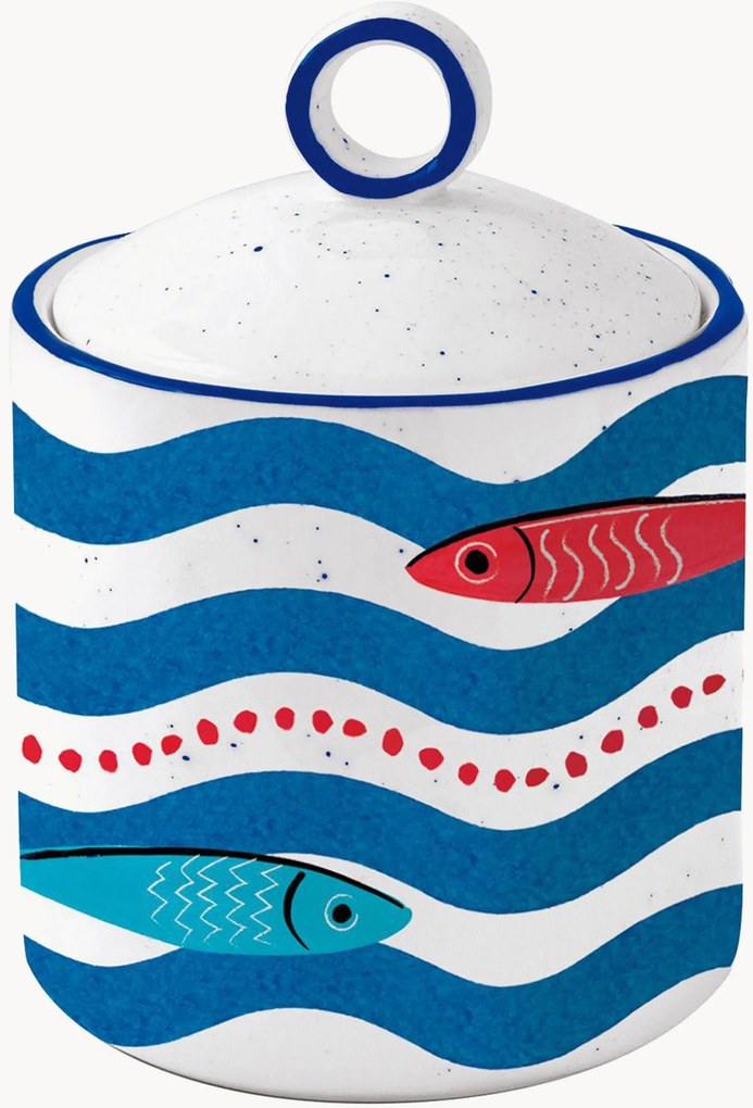 Frascos de arrumação em porcelana Sardine's Party, conjunto de 3